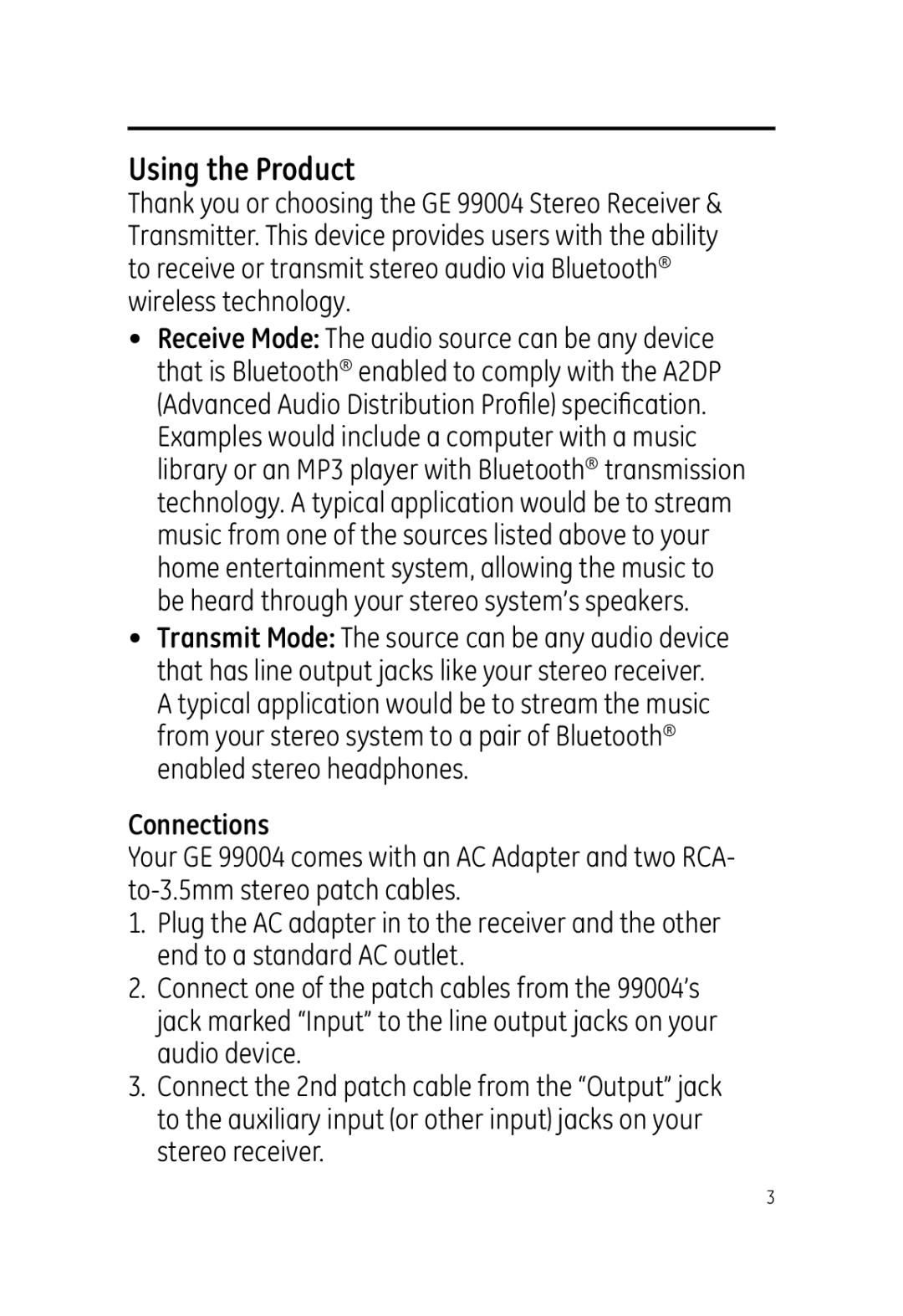 Jasco 99004 user manual Using the Product, Connections 