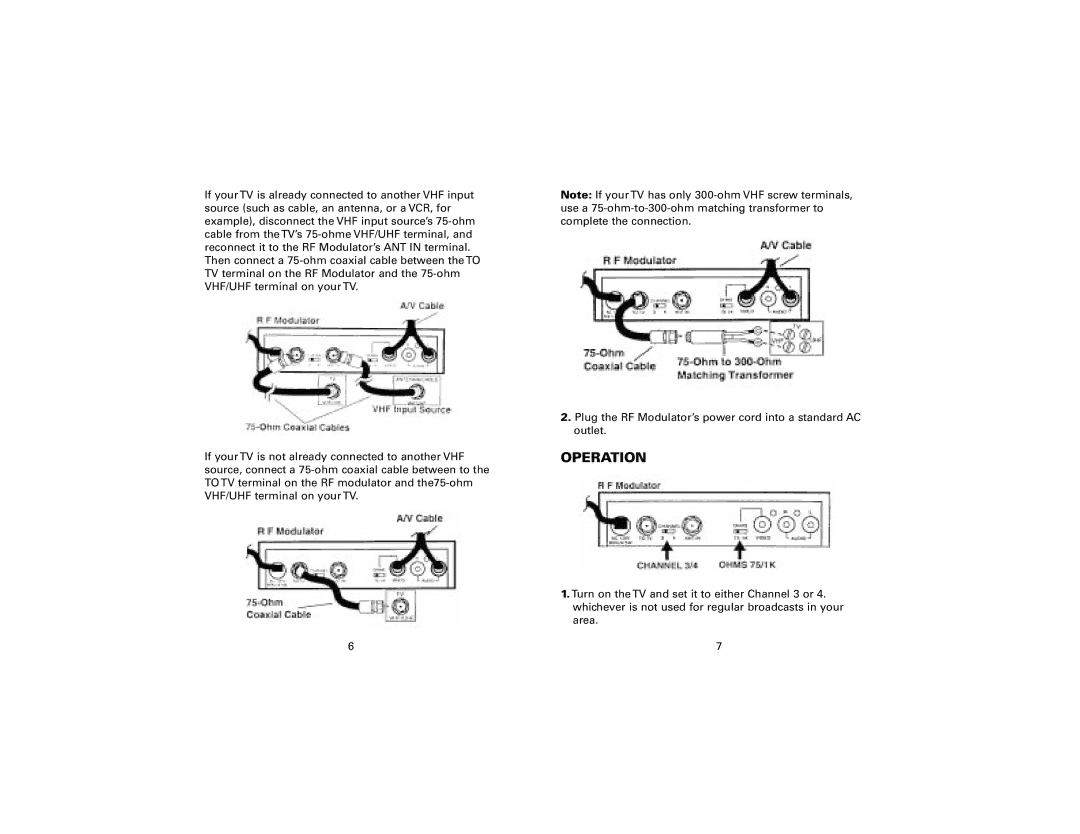 Jasco AV93299 instruction manual Operation 