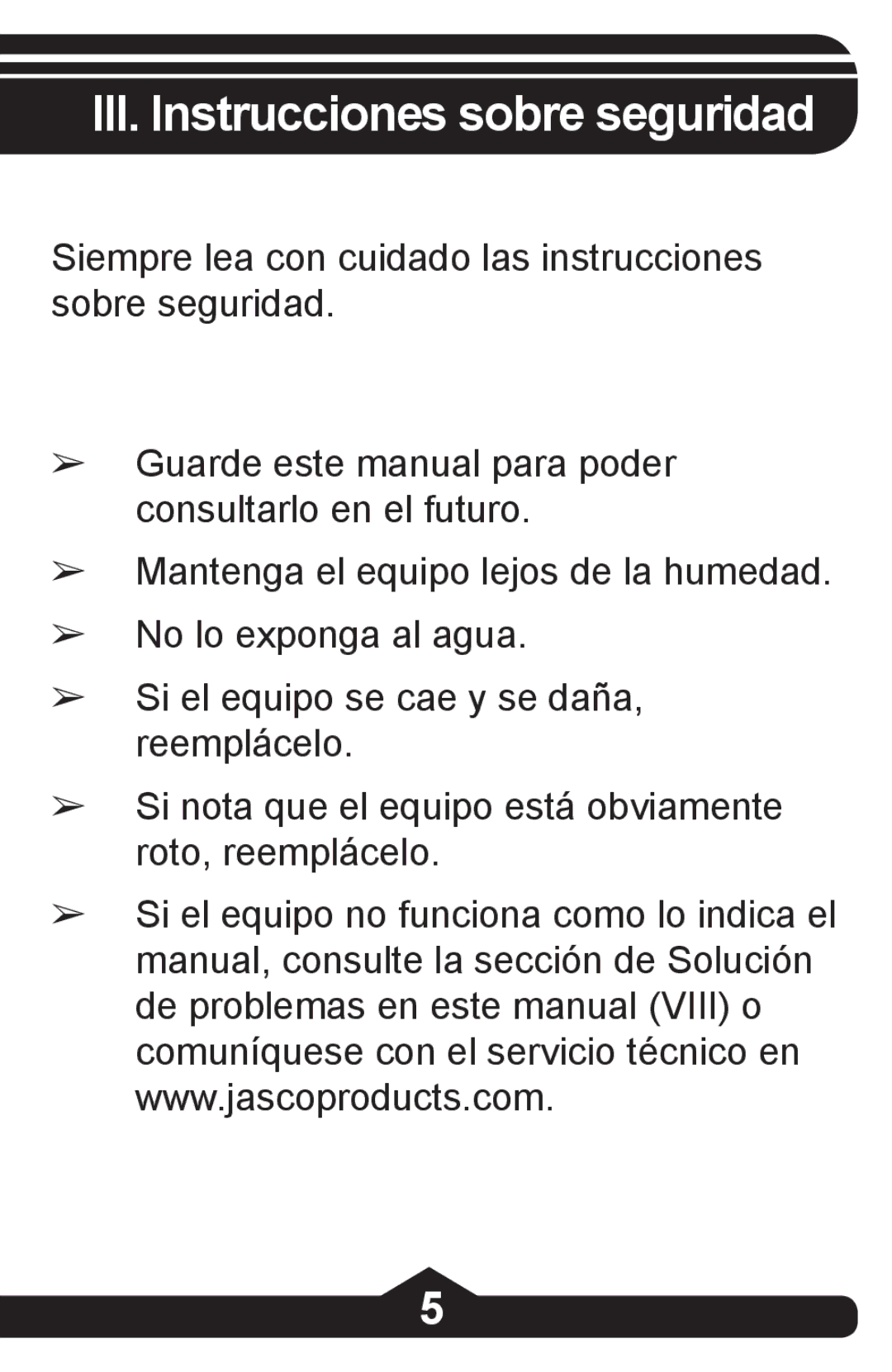 Jasco HO97844 instruction manual III. Instrucciones sobre seguridad 