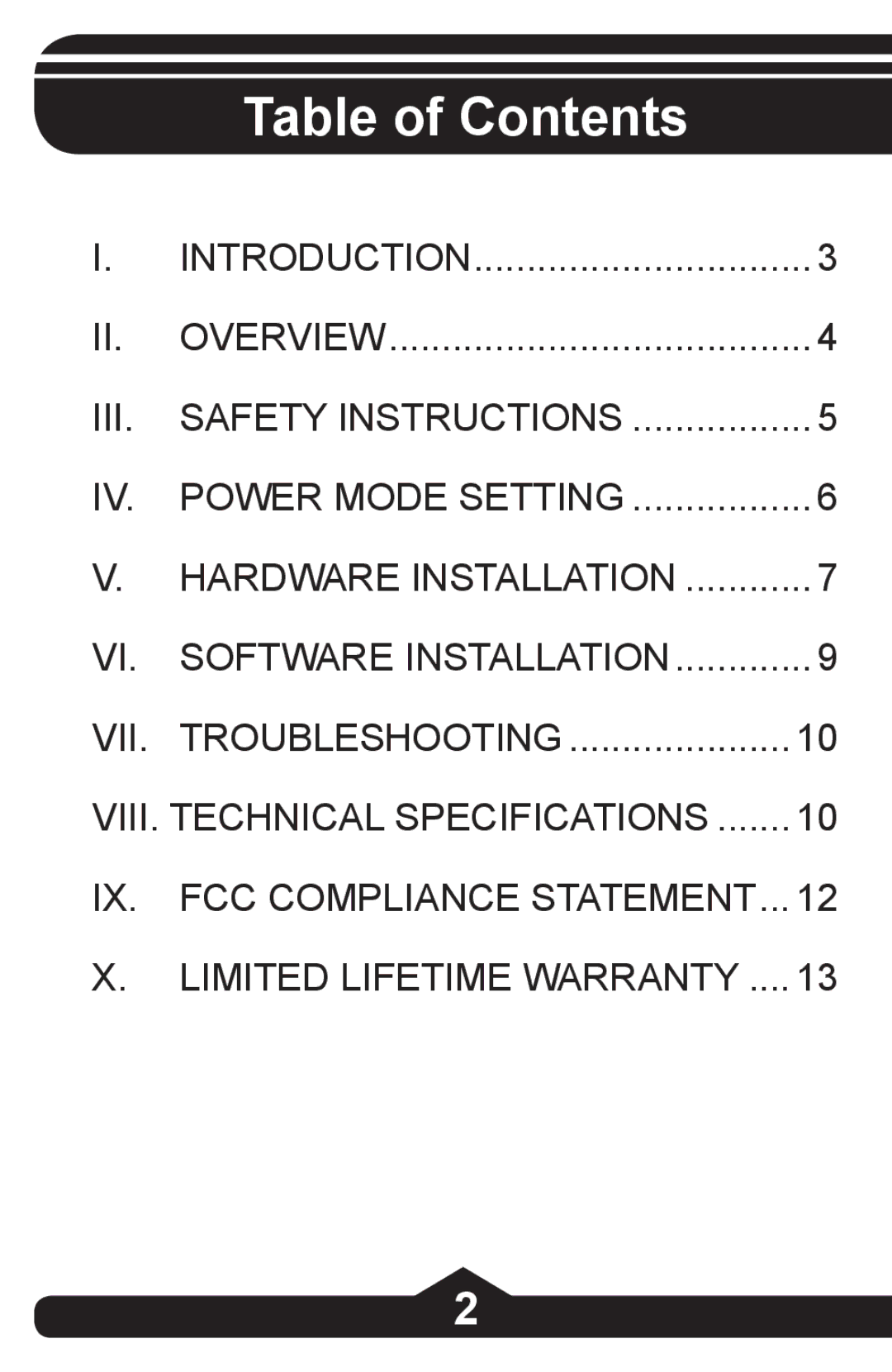 Jasco HO97844 instruction manual Table of Contents 