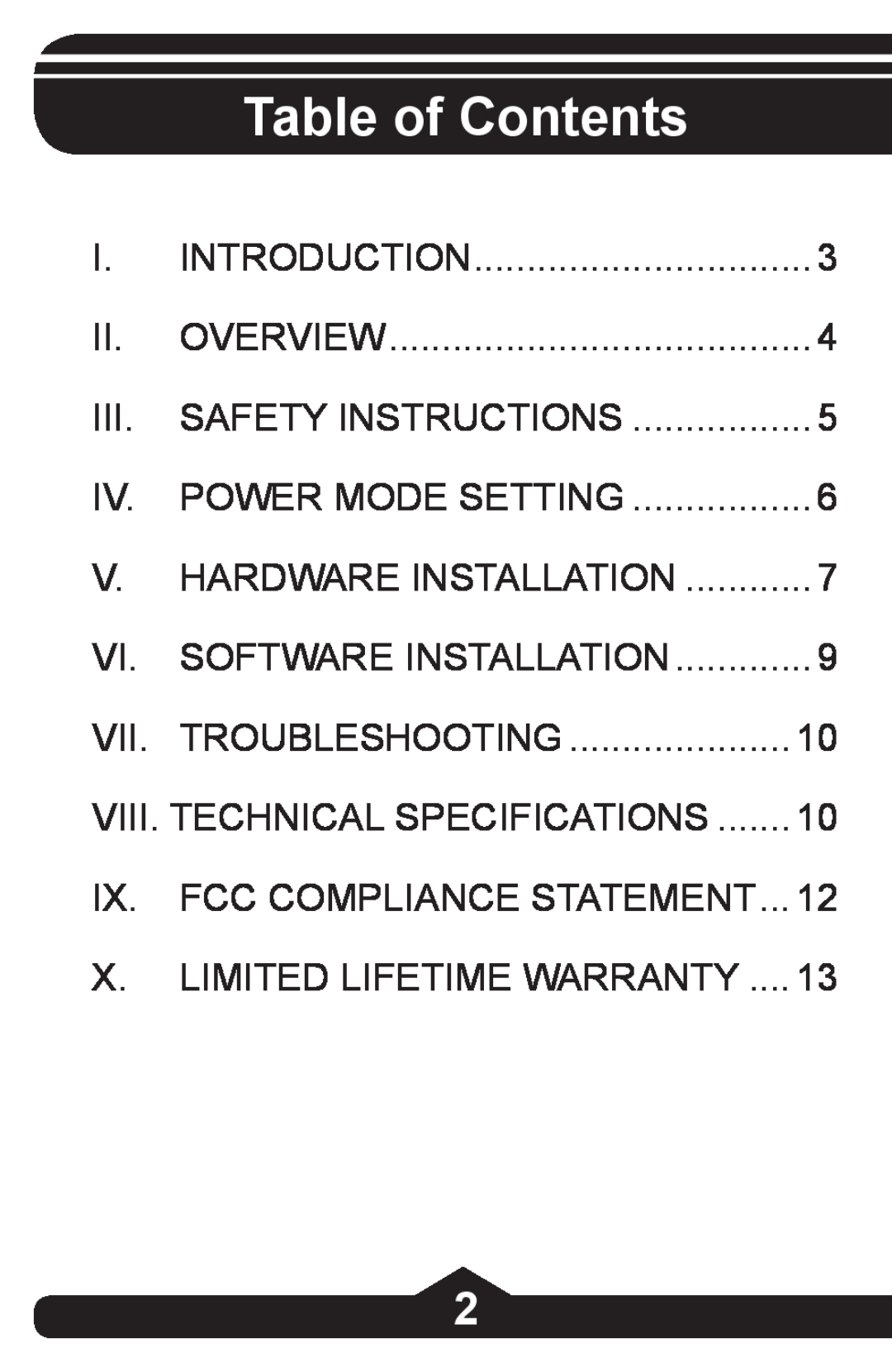 Jasco HO97844 instruction manual Table of Contents 
