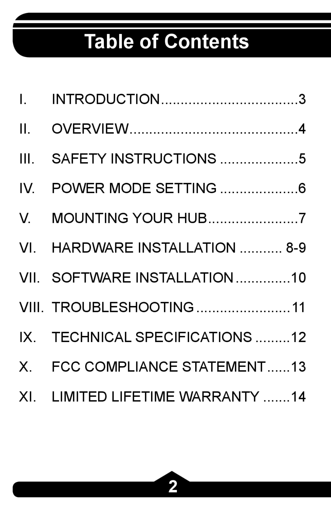 Jasco HO97863 instruction manual Table of Contents 