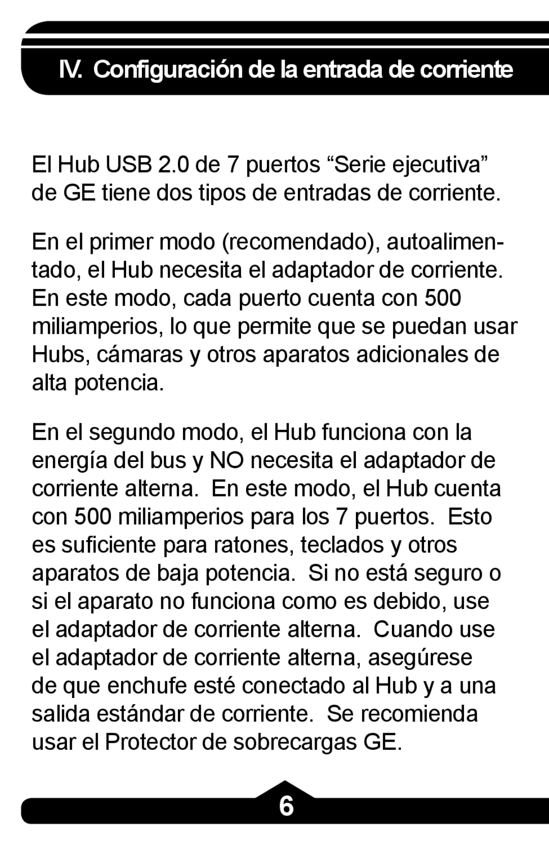 Jasco HO97863 instruction manual IV. Configuración de la entrada de corriente 