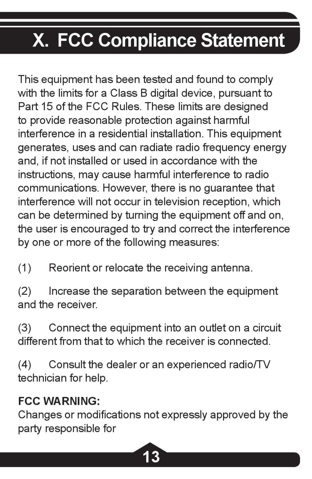 Jasco HO97864 instruction manual FCC Compliance Statement 