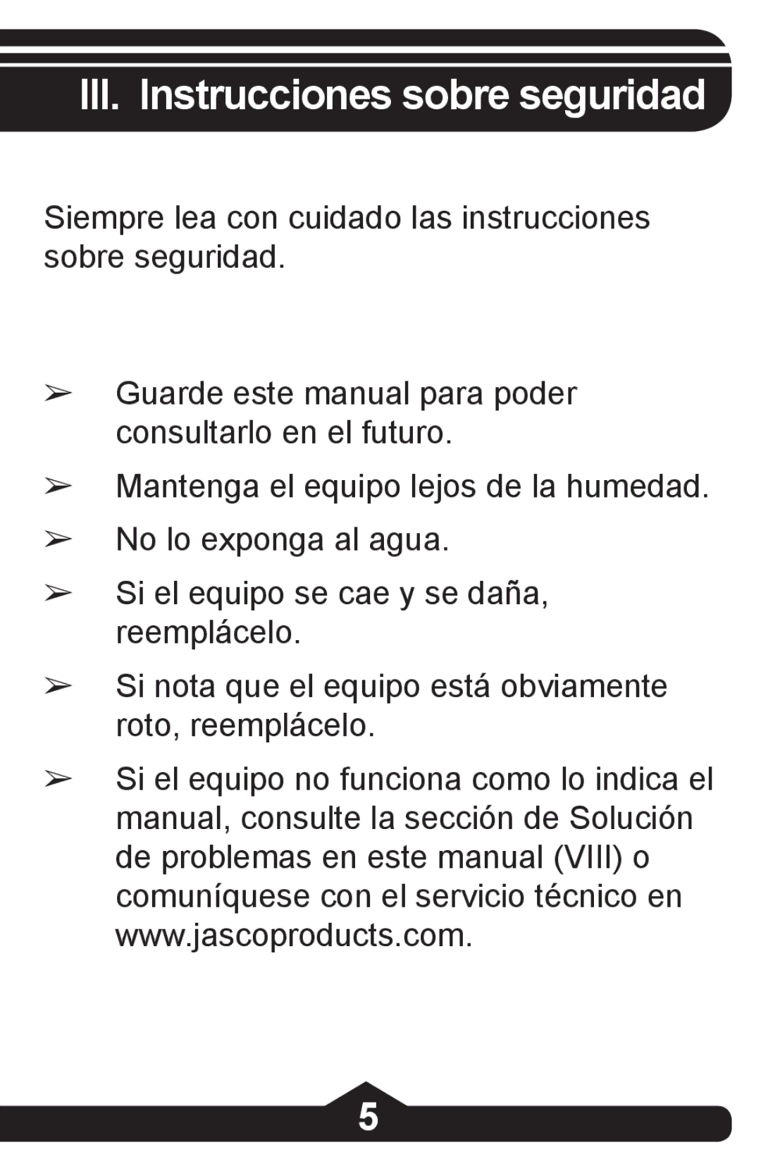 Jasco HO97864 instruction manual III. Instrucciones sobre seguridad 