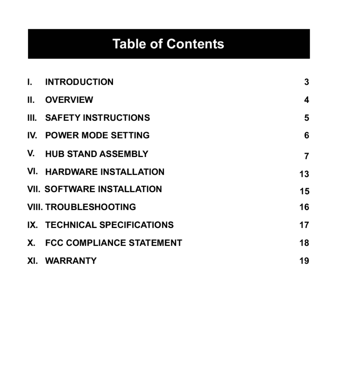Jasco HO97916 manual Table of Contents 