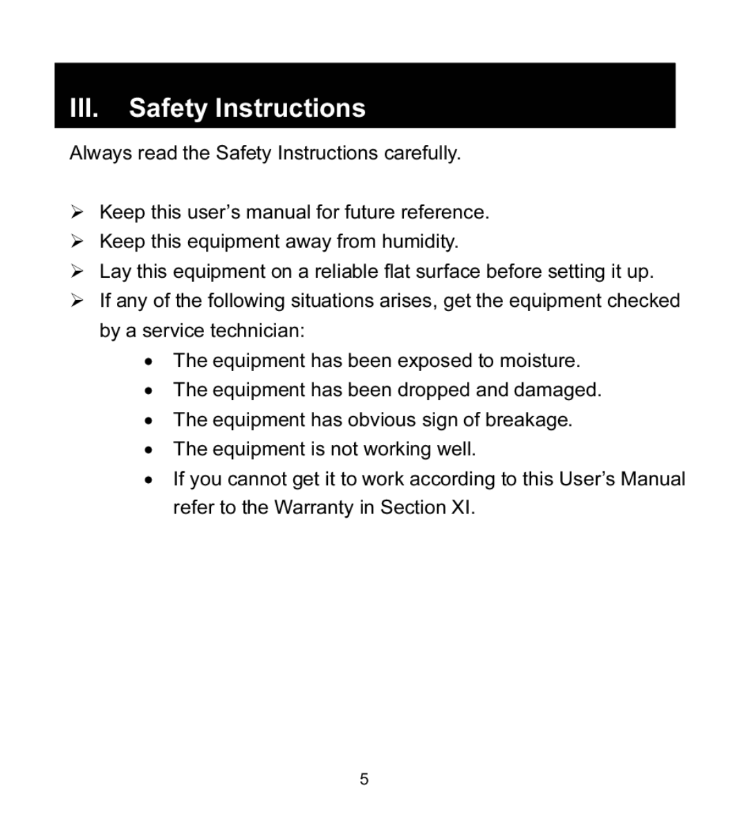 Jasco HO97916 manual III. Safety Instructions 