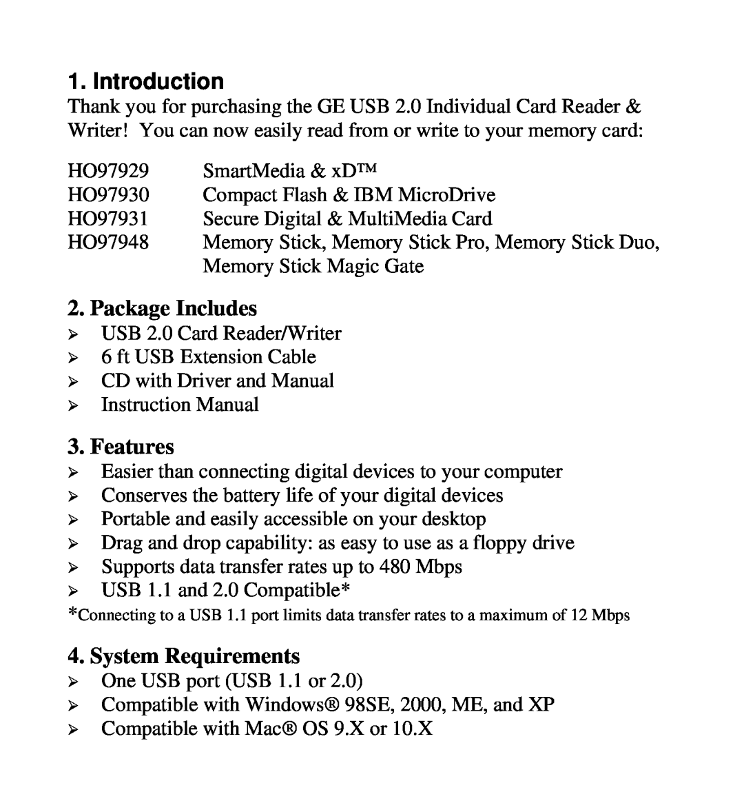 Jasco HO97929, HO97948, HO97931, HO97930 user manual Package Includes, Features, System Requirements, Introduction 
