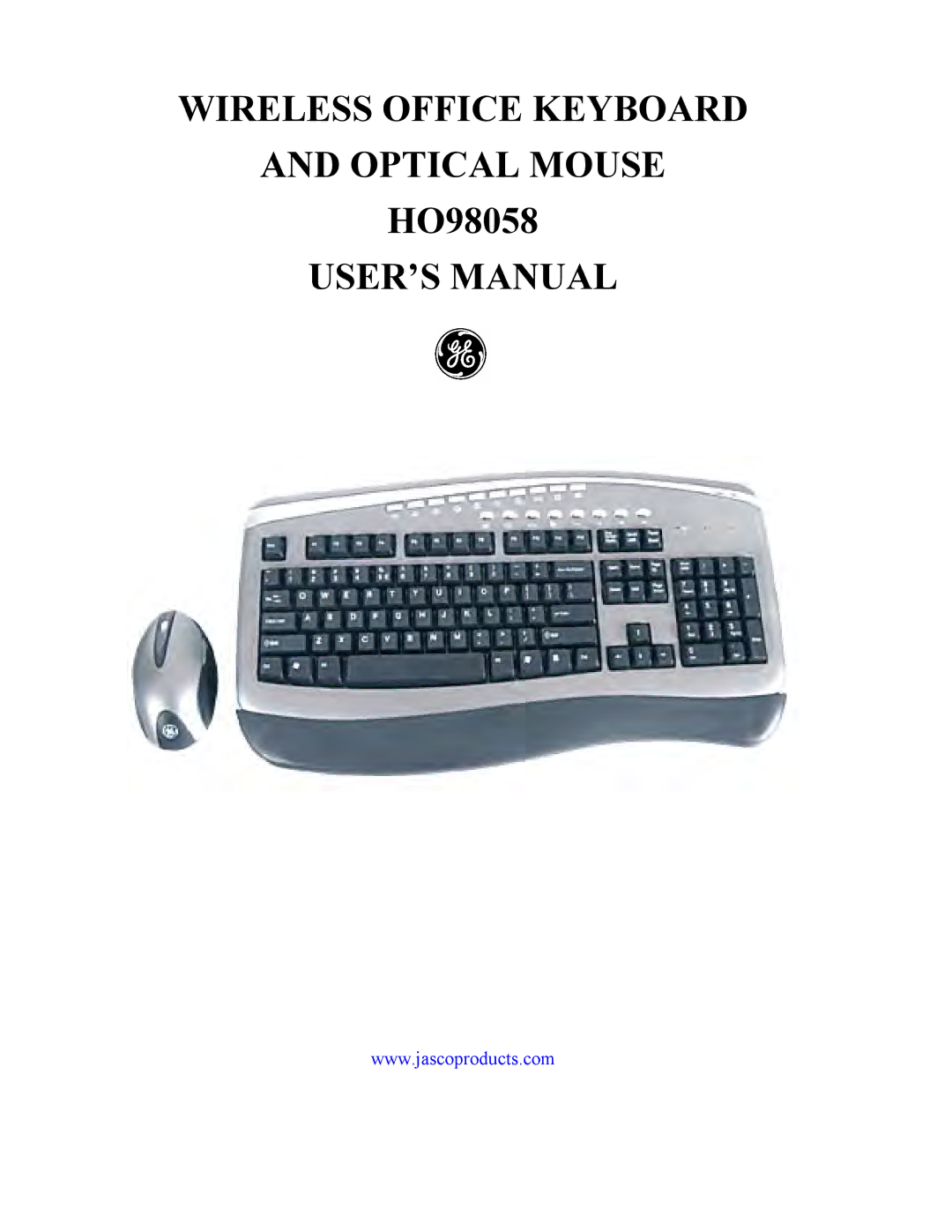 Jasco HO98058 user manual Wireless Office Keyboard Optical Mouse 