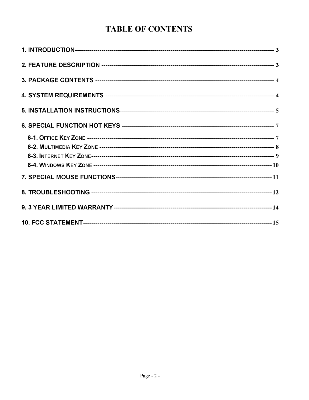 Jasco HO98058 user manual Table of Contents 