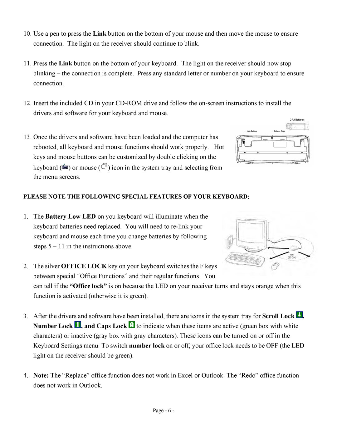 Jasco HO98058 user manual Please Note the Following Special Features of Your Keyboard 