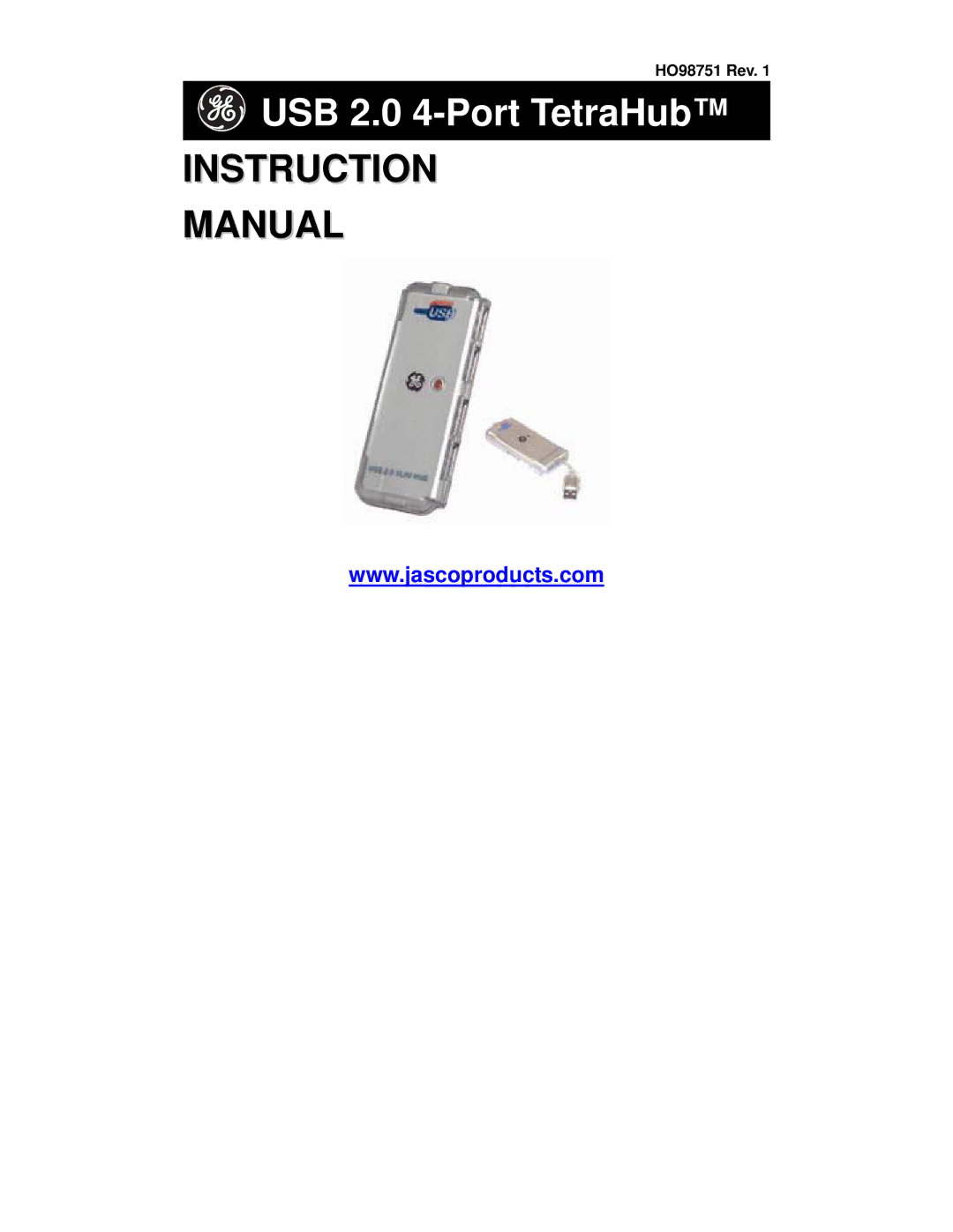 Jasco HO98751 manual Instruction Manual 