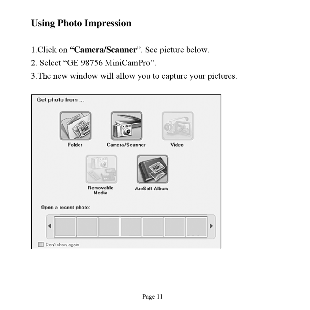 Jasco HO98756 user manual Using Photo Impression 