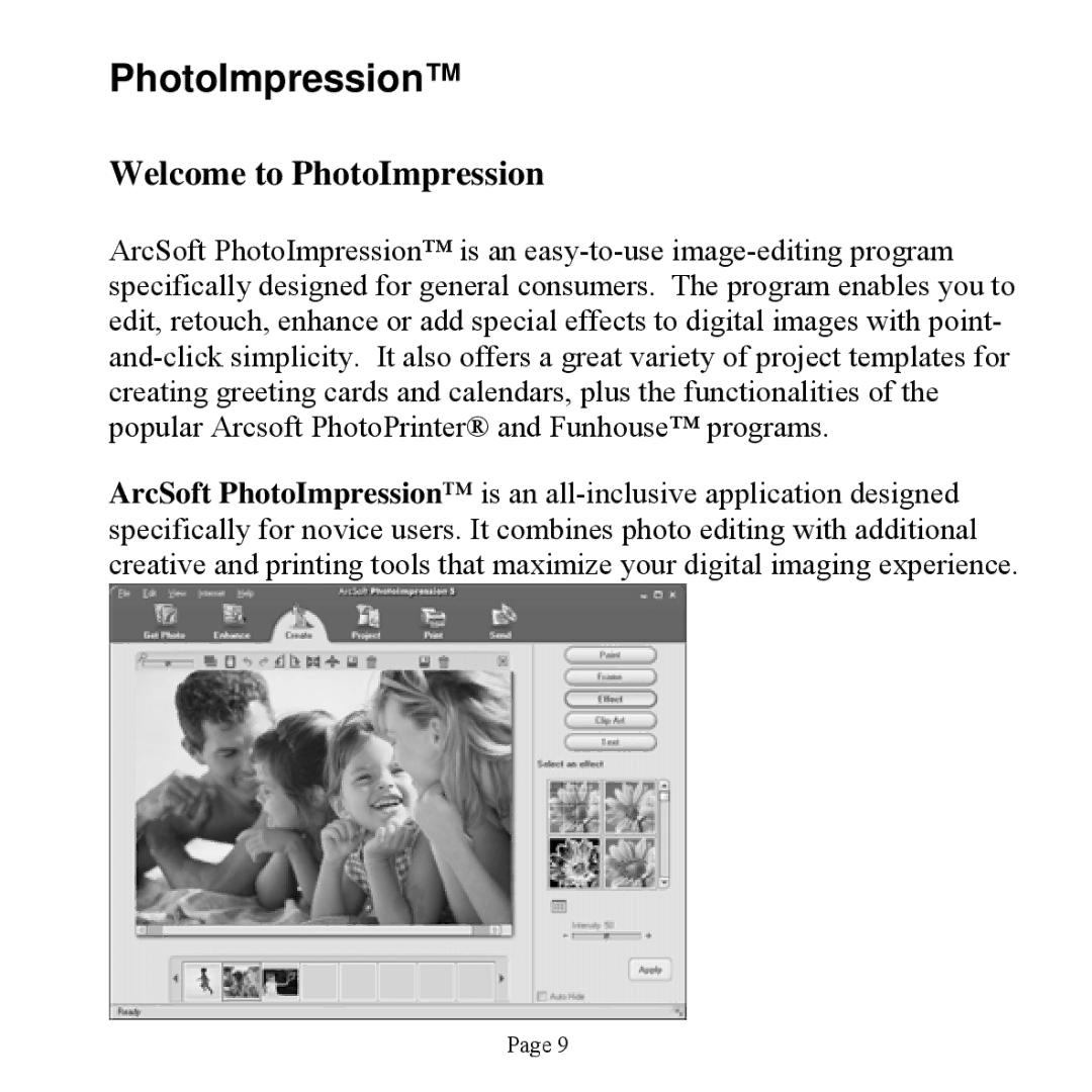 Jasco HO98756 user manual Welcome to PhotoImpression 