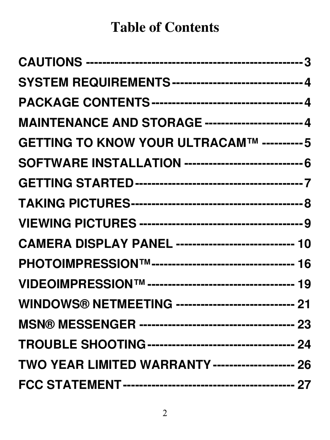 Jasco HQ98073 user manual Table of Contents 