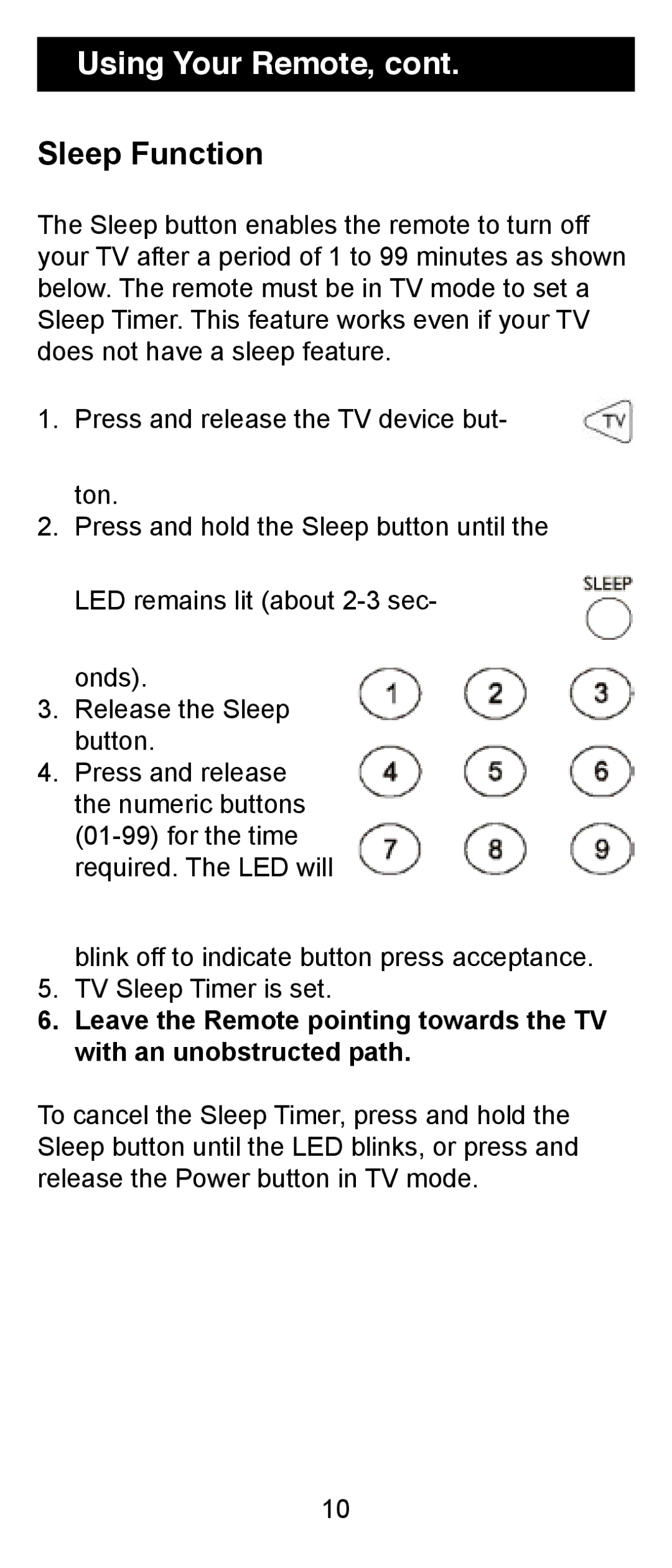 Jasco RM24906 instruction manual Using Your Remote, Sleep Function 