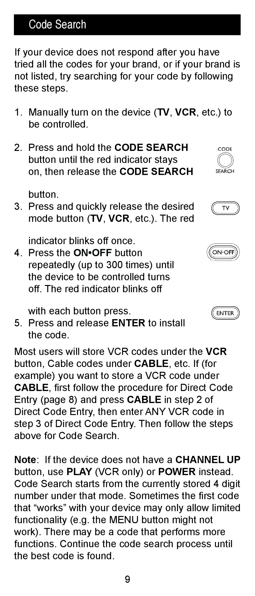 Jasco RM84918, RM24918 instruction manual Code Search 