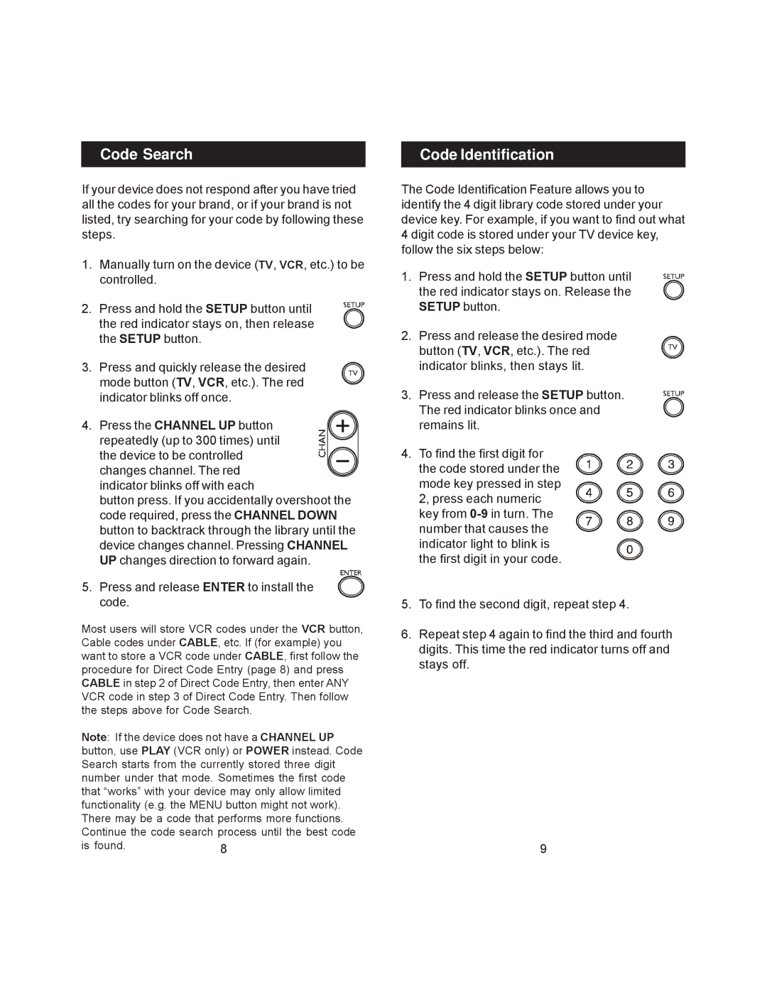 Jasco RM24922 instruction manual Code Search, Code Identification 