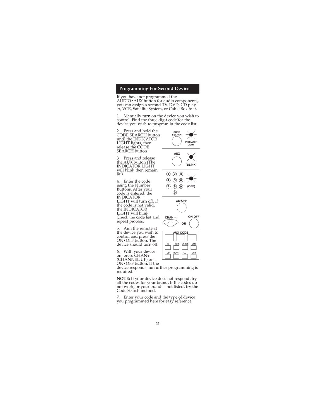 Jasco RM24927, RM94927 instruction manual Programming For Second Device, Indicator Light 