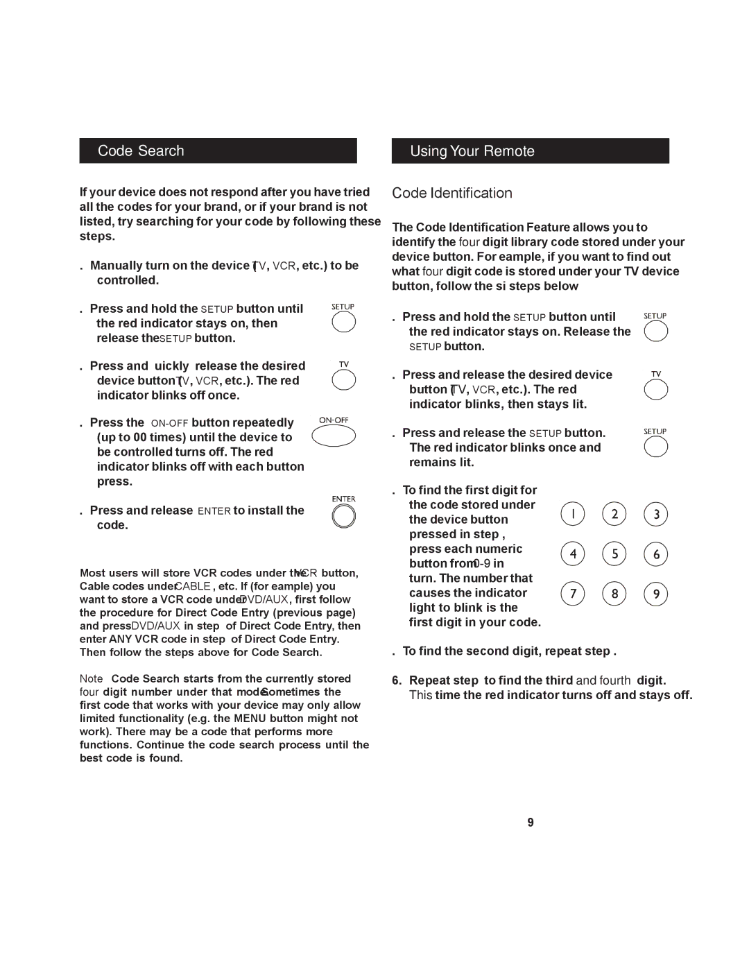 Jasco RM24930 instruction manual Code Search, Using Your Remote, Code Identification 