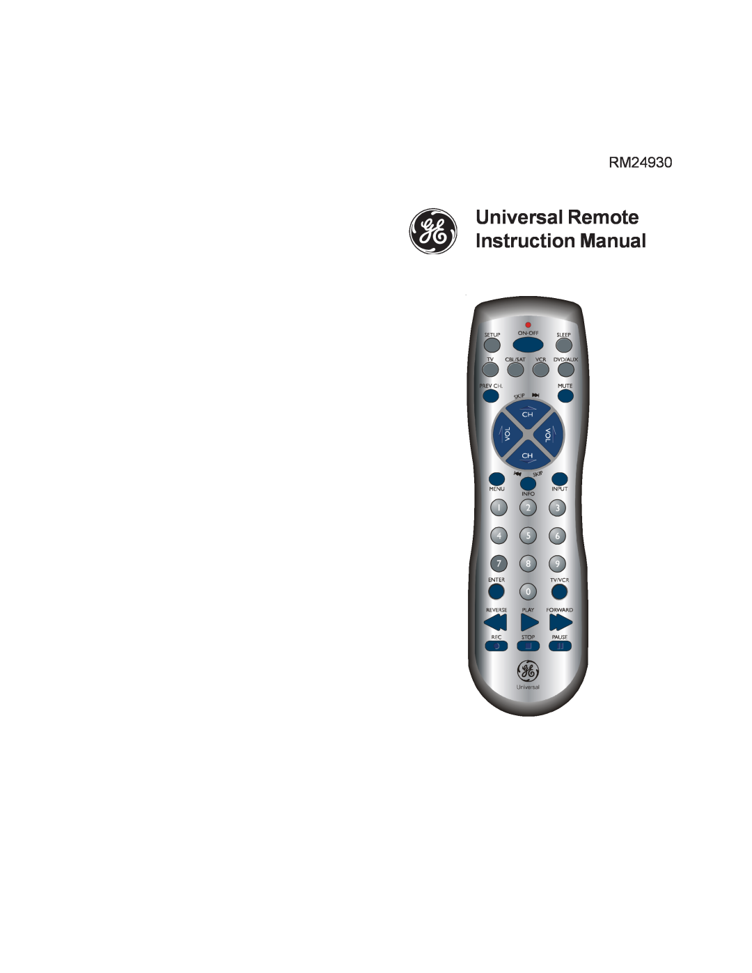 Jasco RM24930 instruction manual Universal Remote Instruction Manual 