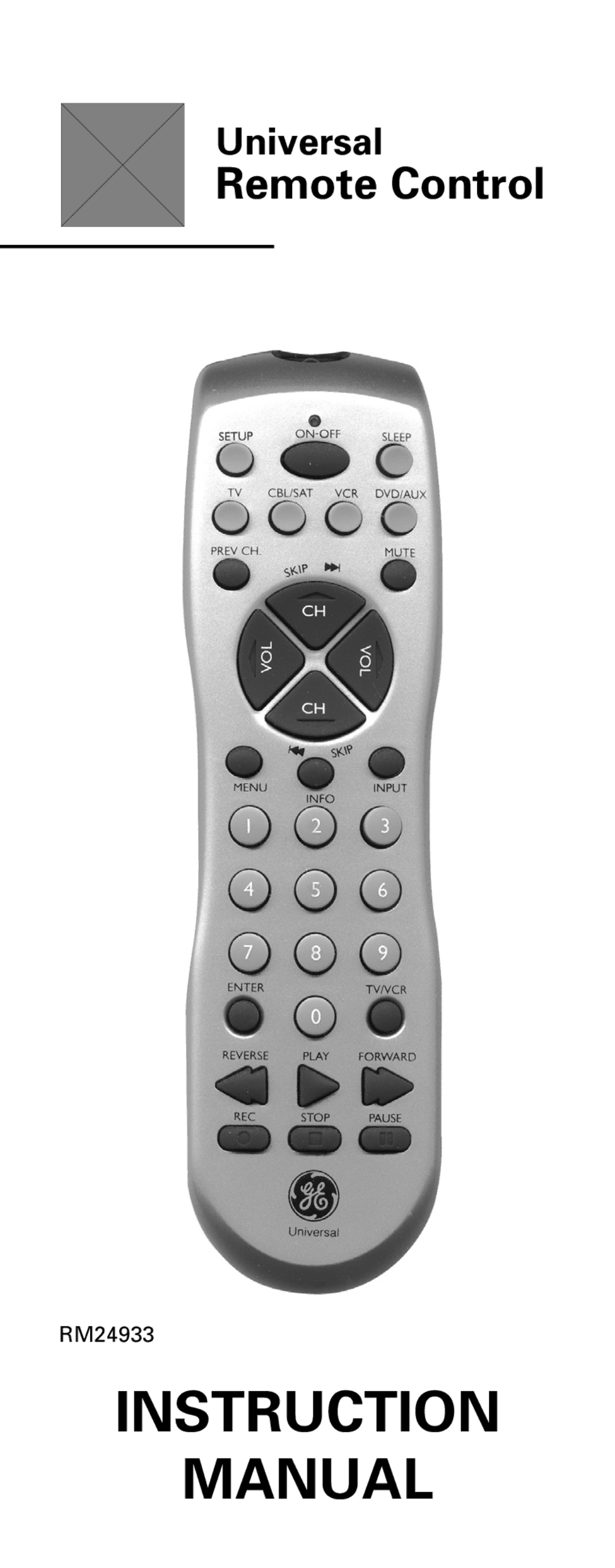 Jasco RM24933 instruction manual Remote Control, Universal 