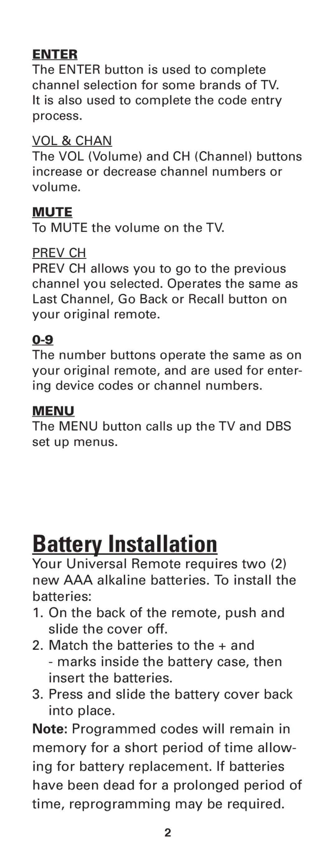 Jasco RM24933 instruction manual Battery Installation, Enter 