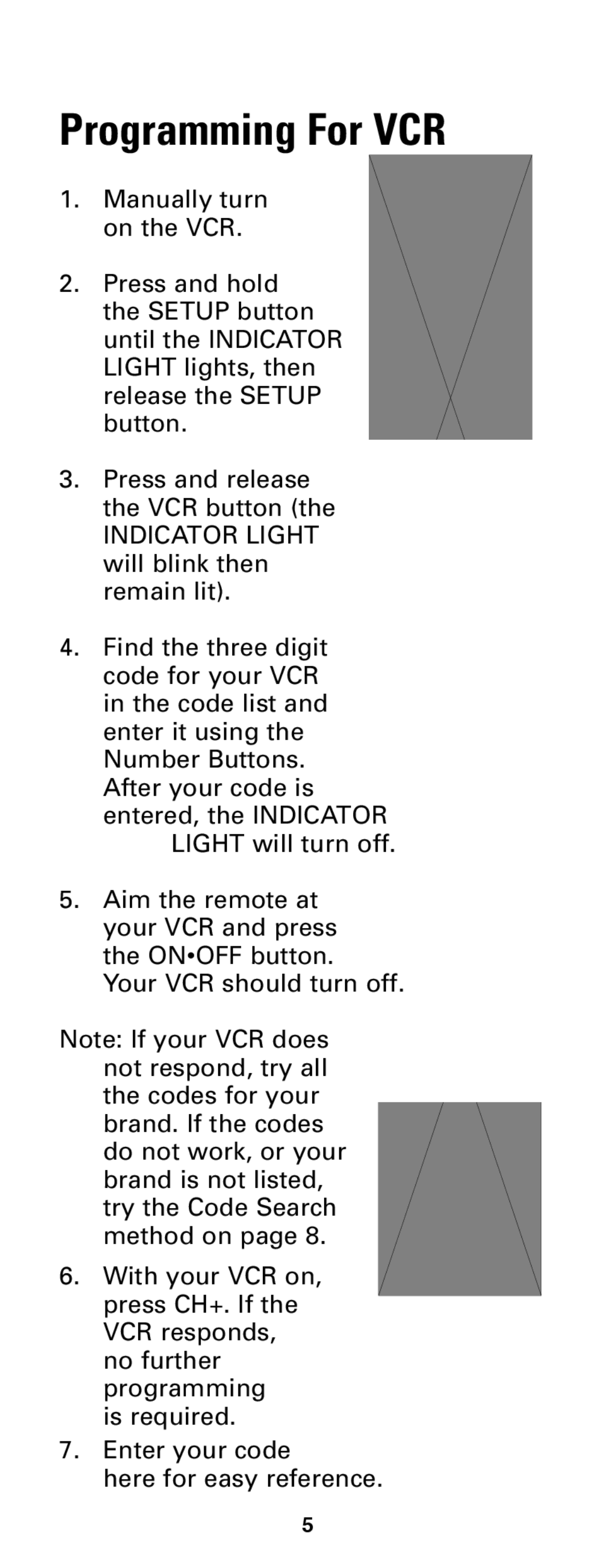 Jasco RM24933 instruction manual Programming For VCR 