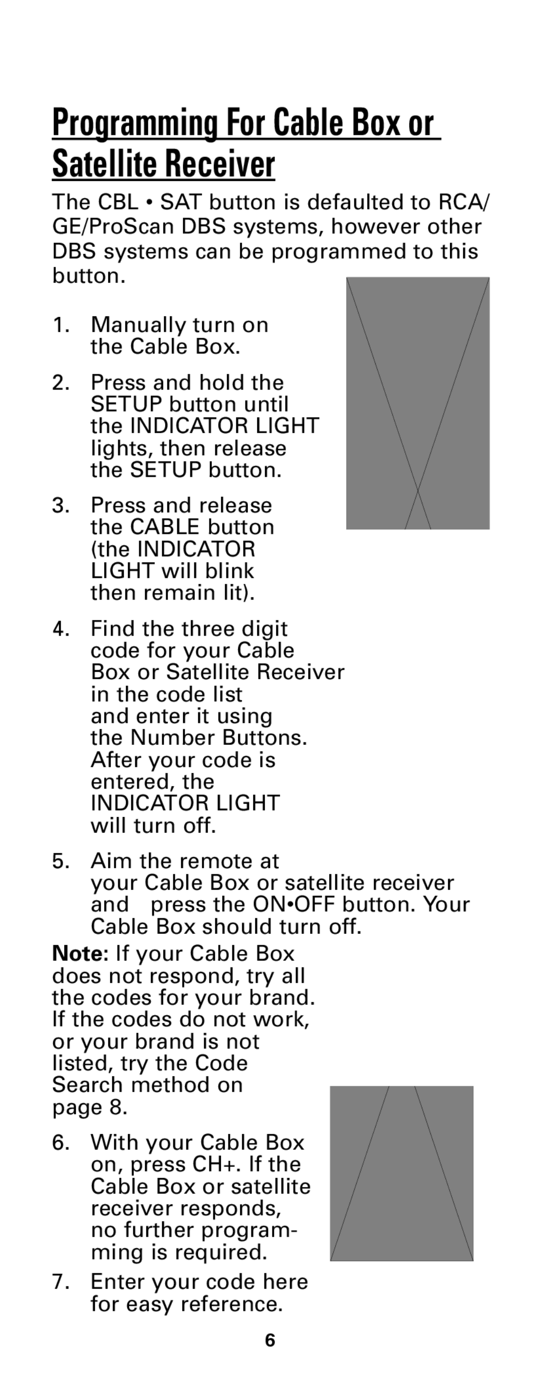 Jasco RM24933 instruction manual Programming For Cable Box or Satellite Receiver 