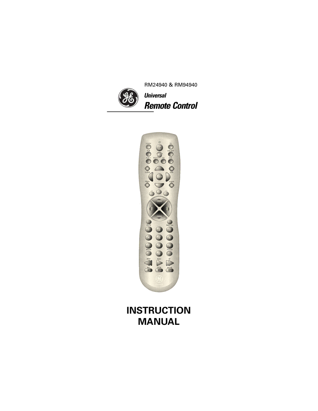 Jasco RM94940, RM24940 instruction manual Instruction Manual 