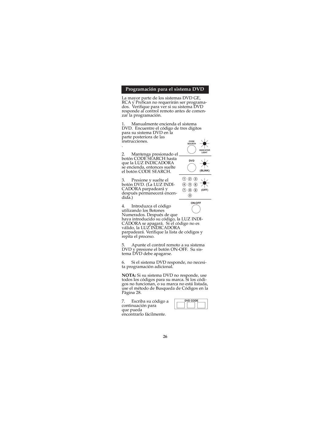 Jasco RM94940, RM24940 instruction manual Programación para el sistema DVD 