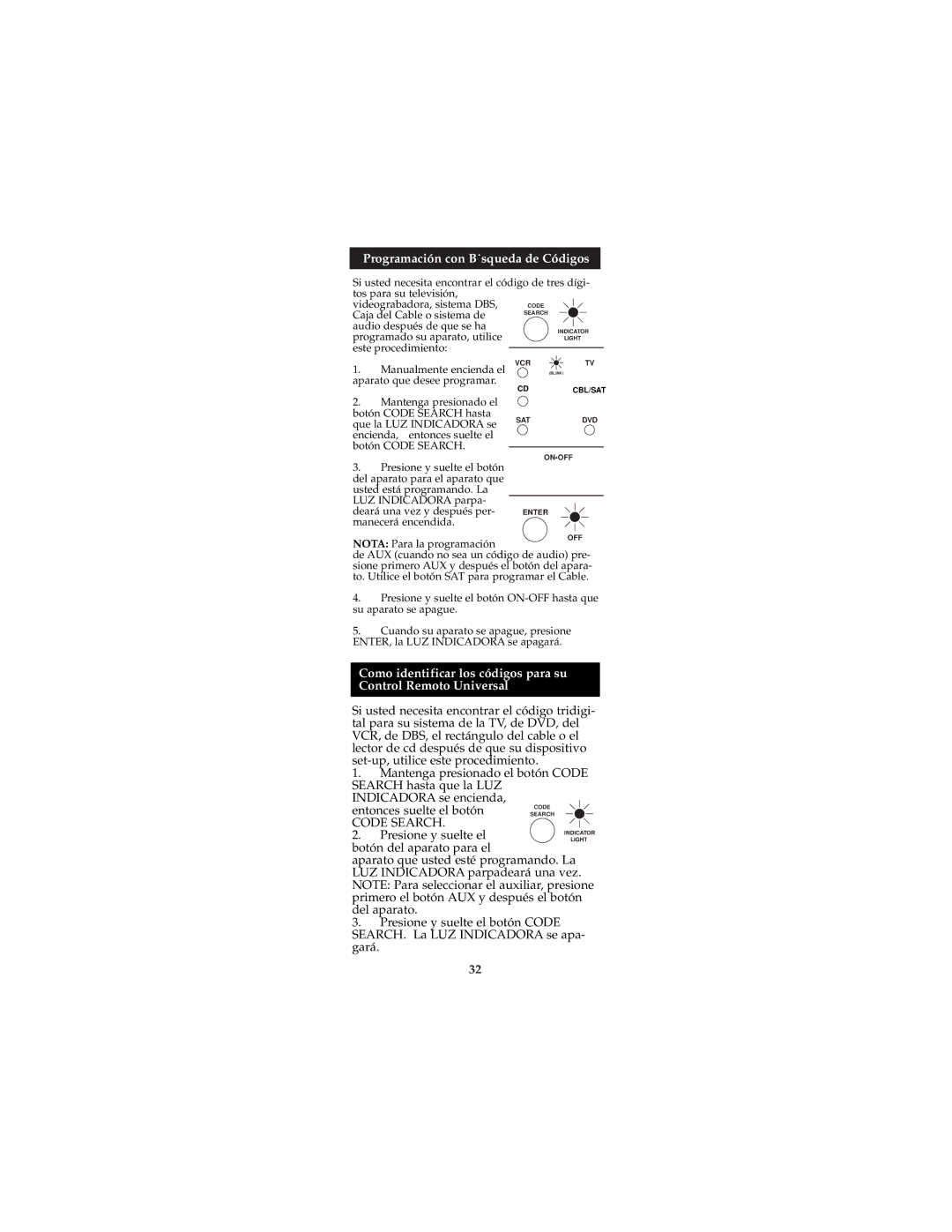 Jasco RM94940, RM24940 instruction manual Programación con B˙squeda de Códigos 