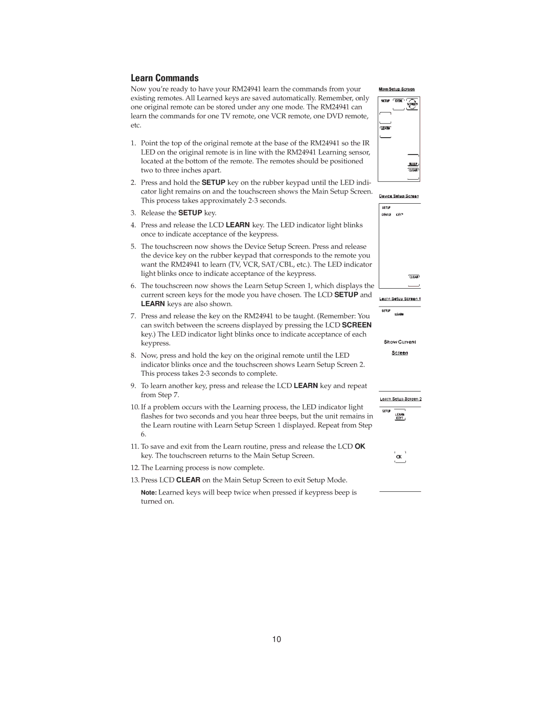 Jasco RM24941 instruction manual Learn Commands 