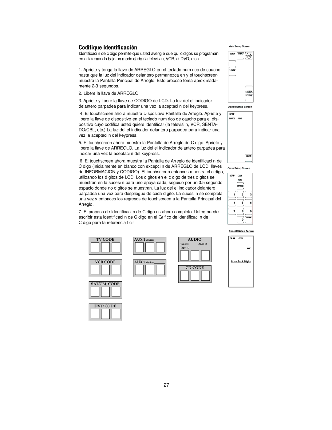 Jasco RM24941 instruction manual Codifique Identificación 