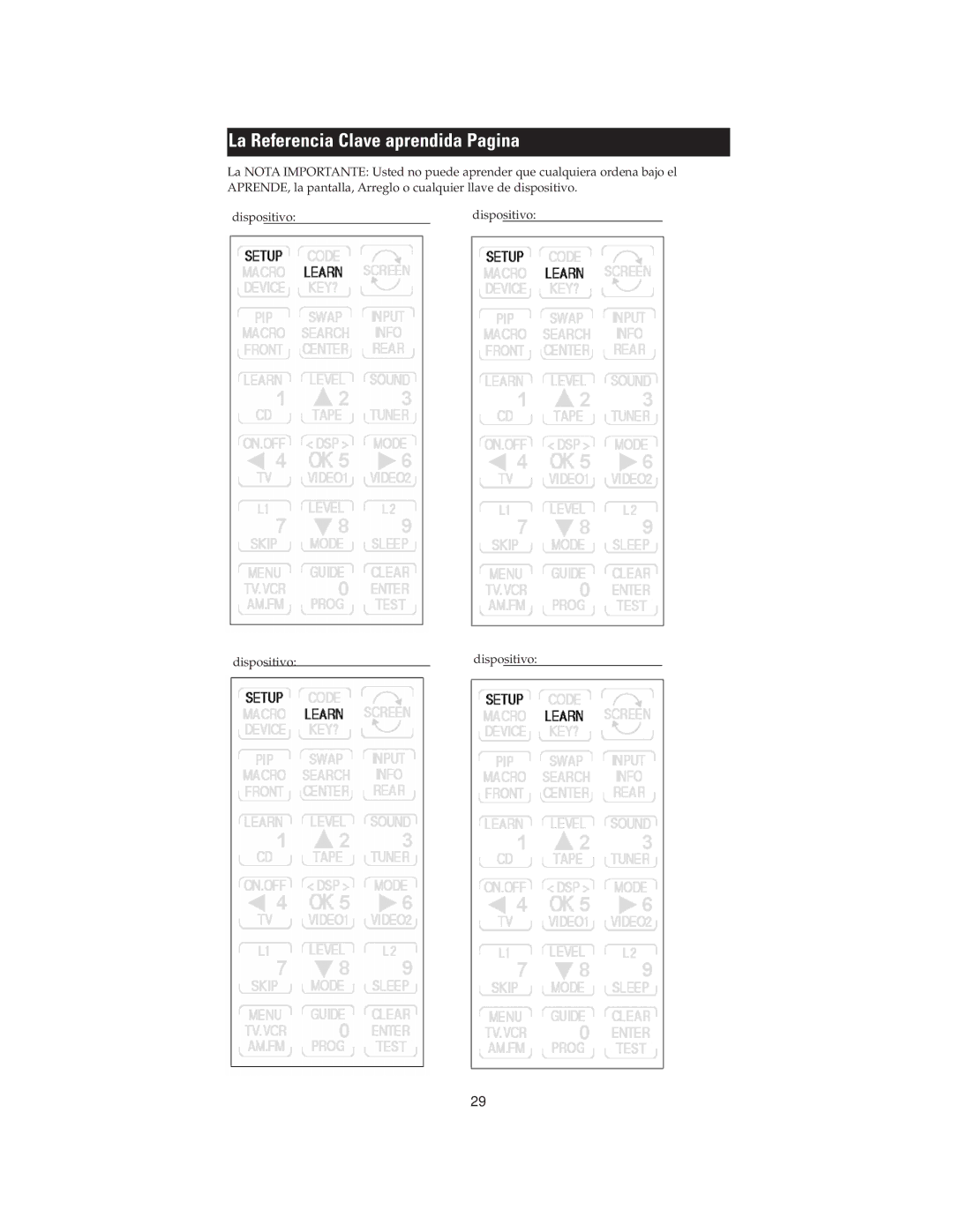 Jasco RM24941 instruction manual La Referencia Clave aprendida Pagina 