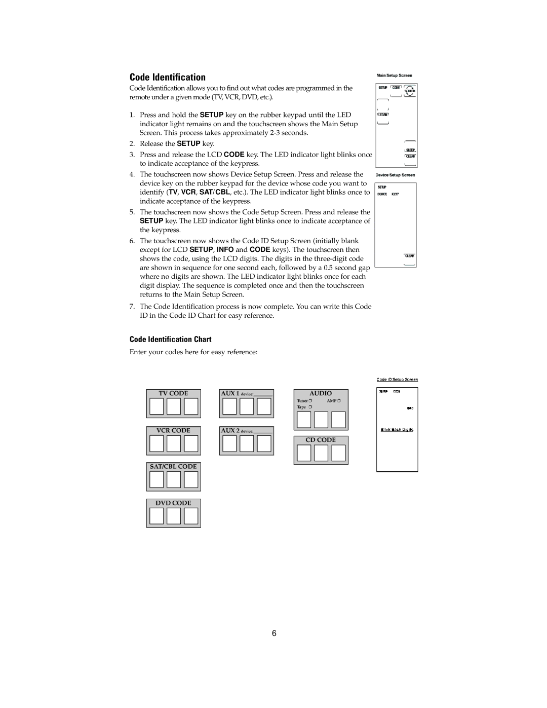 Jasco RM24941 instruction manual Code Identification Chart 