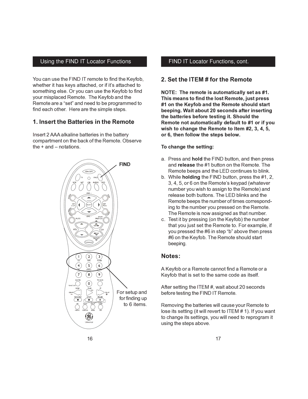 Jasco RM24945 instruction manual Insert the Batteries in the Remote, Set the Item # for the Remote, To change the setting 