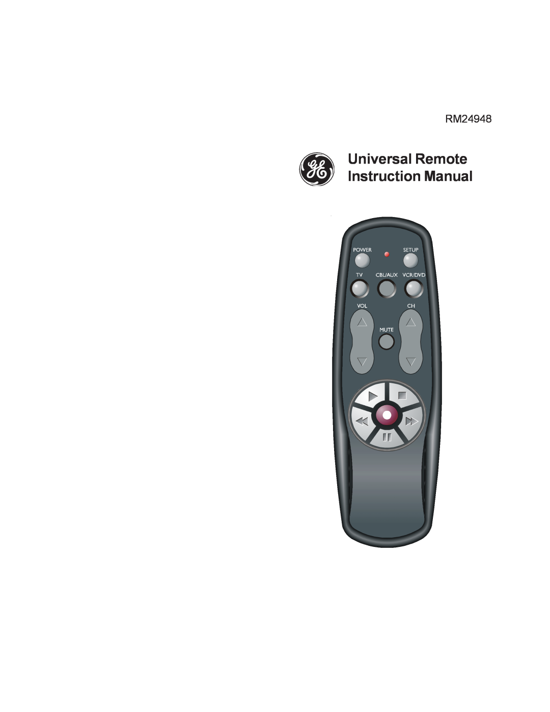 Jasco RM24948 instruction manual Universal Remote Instruction Manual 