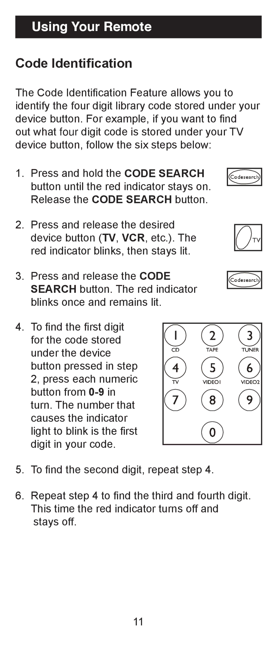 Jasco RM24970 instruction manual Using Your Remote, Code Identification 