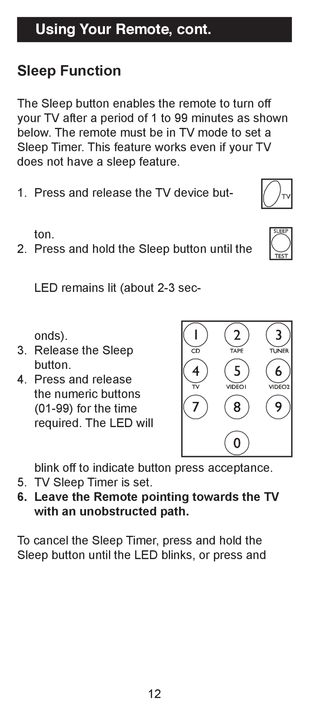 Jasco RM24970 instruction manual Using Your Remote, Sleep Function 