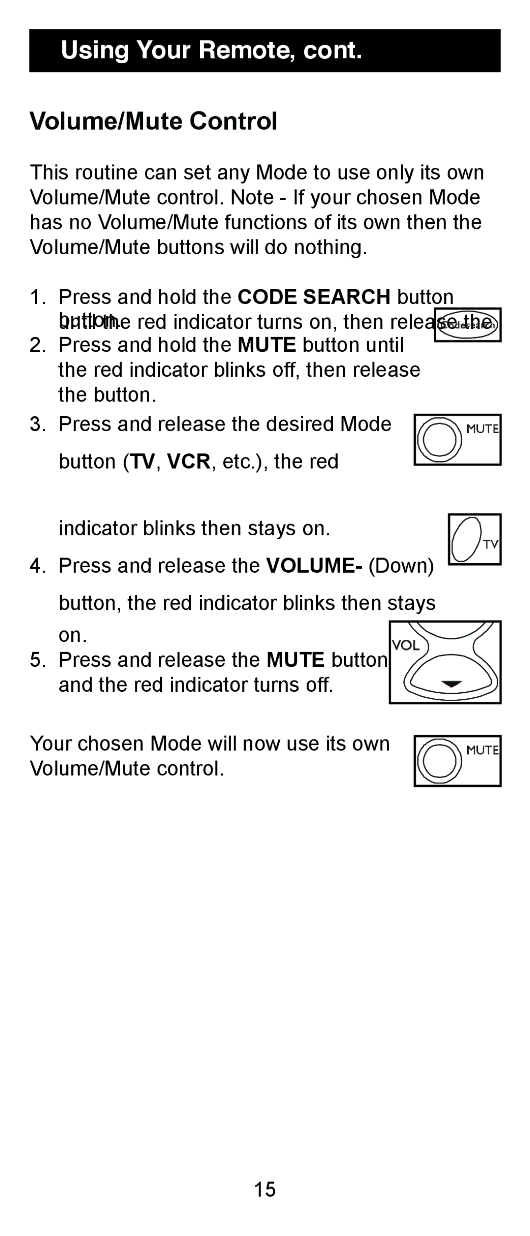 Jasco RM24970 instruction manual Volume/Mute Control 