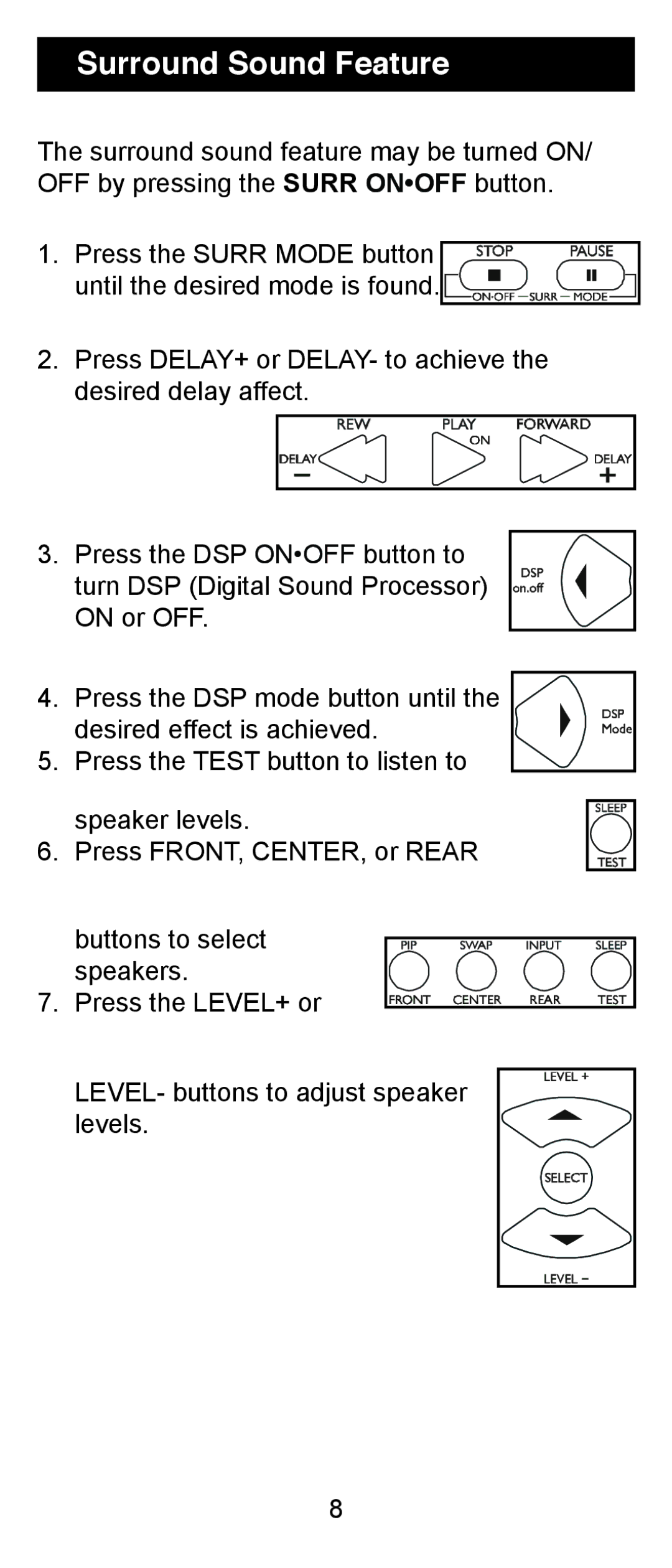 Jasco RM24970 instruction manual Surround Sound Feature 