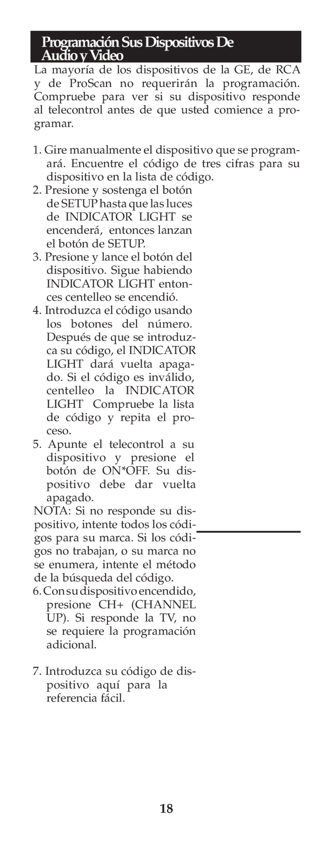 Jasco RM24973 instruction manual ProgramaciónSusDispositivosDe AudioyVideo 