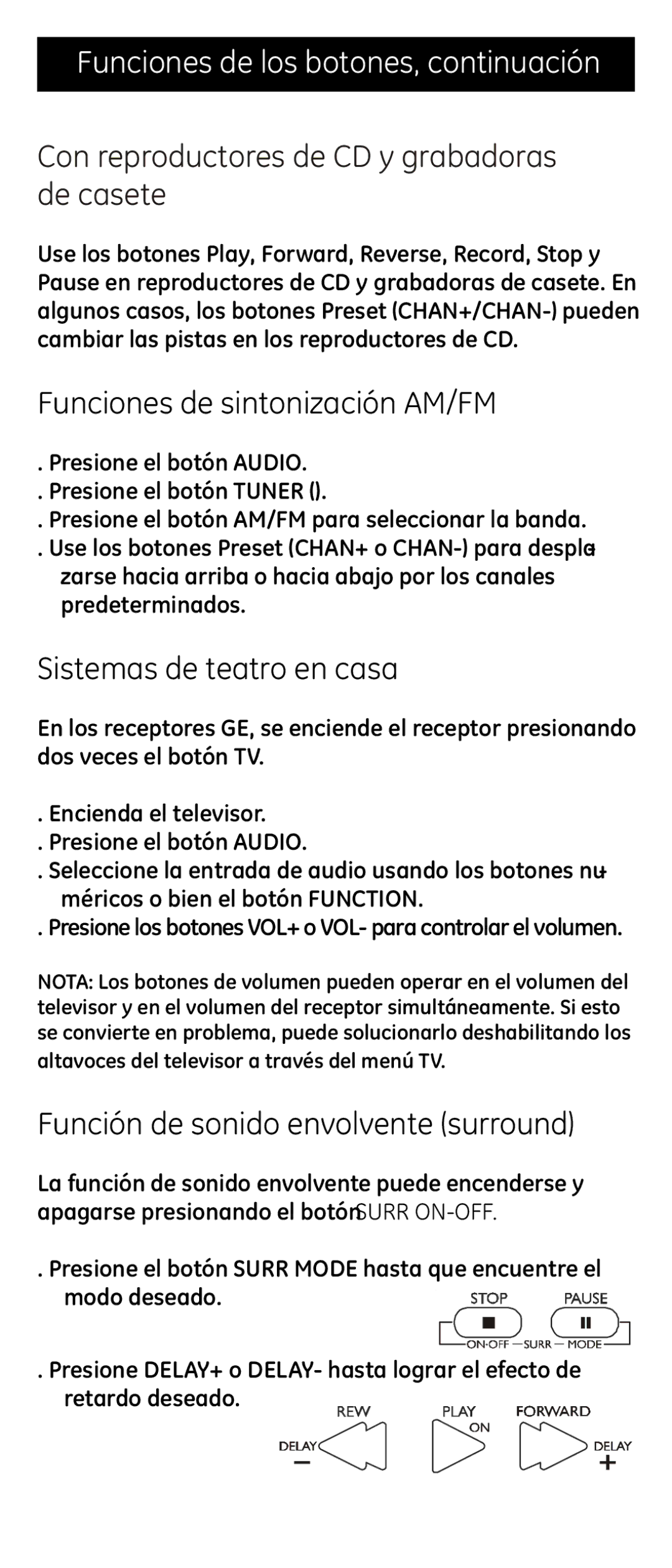 Jasco RM24974 Con reproductores de CD y grabadoras de casete, Funciones de sintonización AM/FM, Sistemas de teatro en casa 