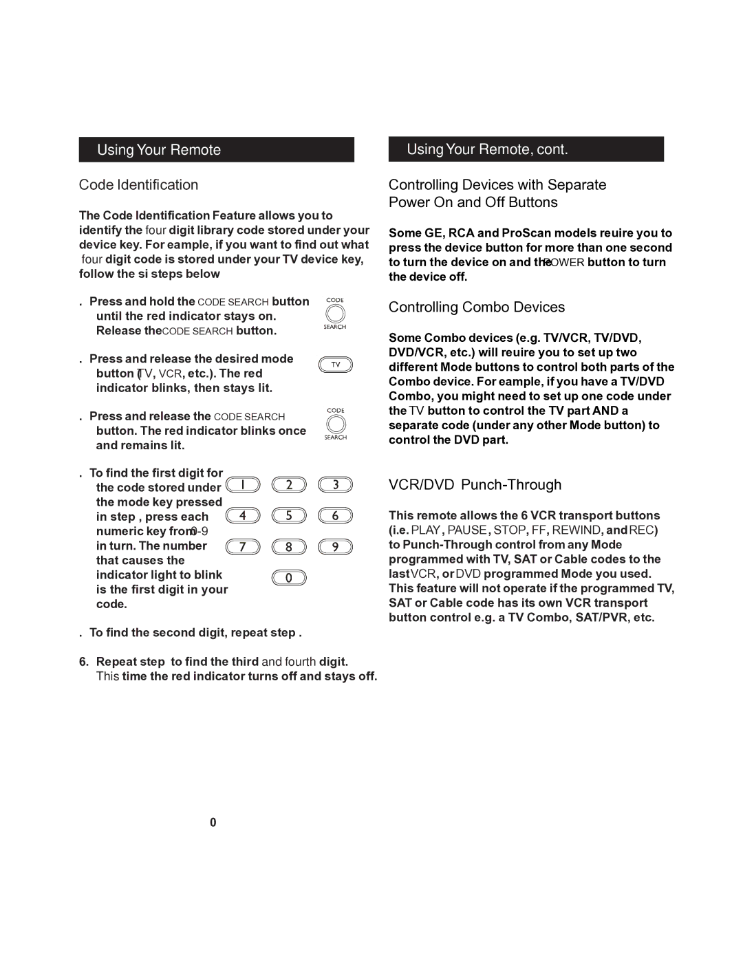 Jasco RM24977 instruction manual Using Your Remote 