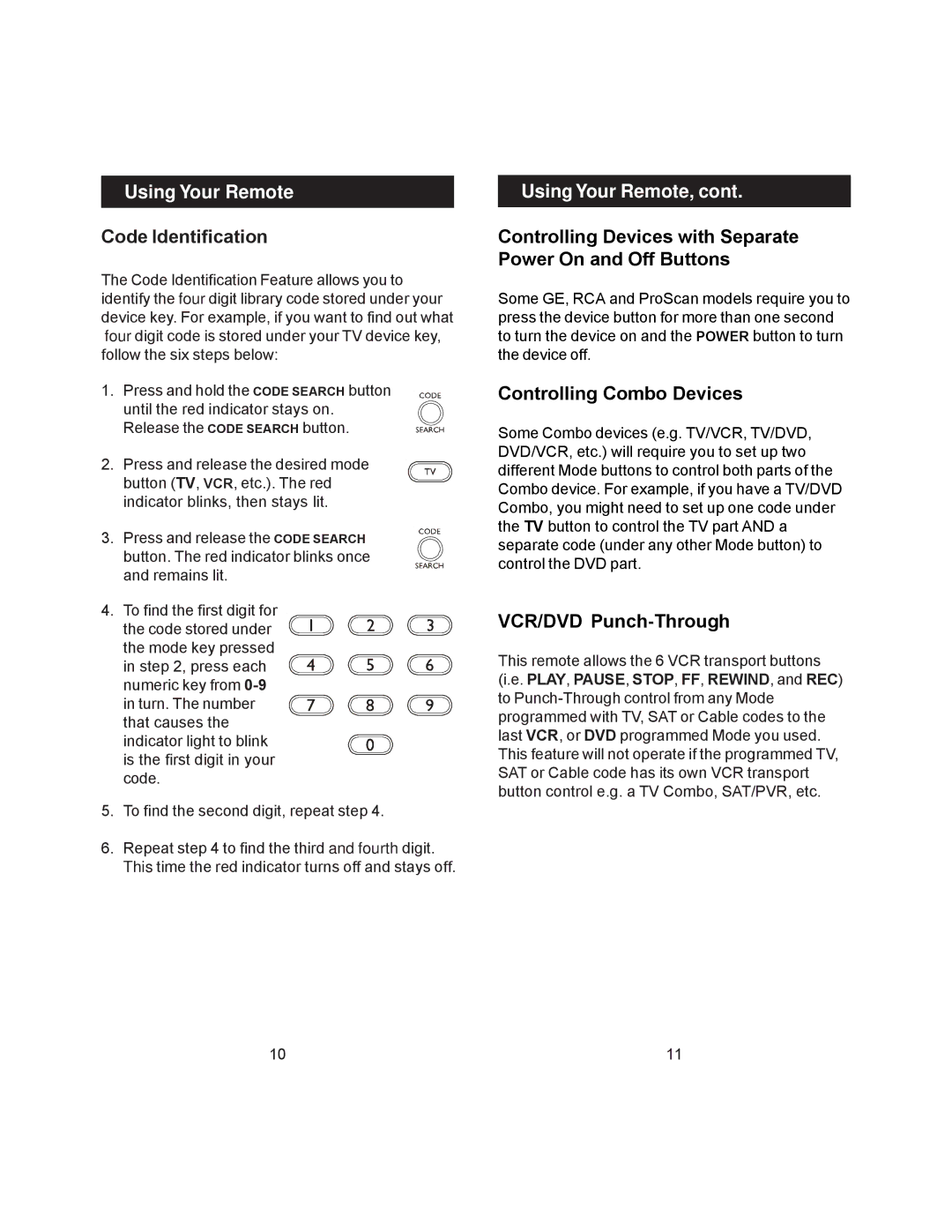 Jasco RM24978 instruction manual Using Your Remote 