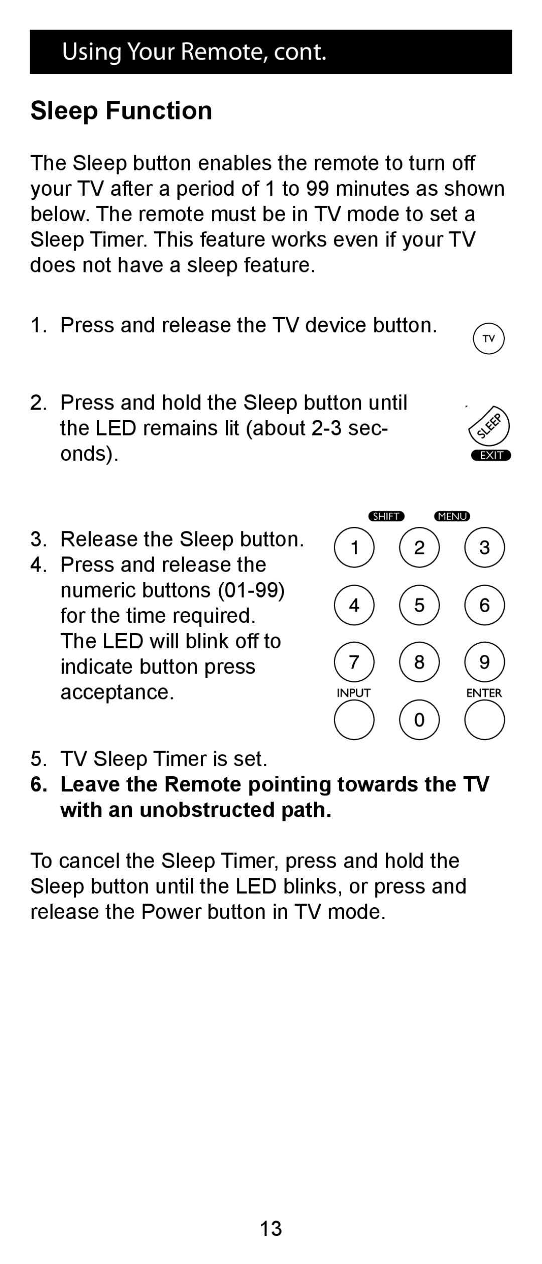 Jasco RM24993 instruction manual Sleep Function 