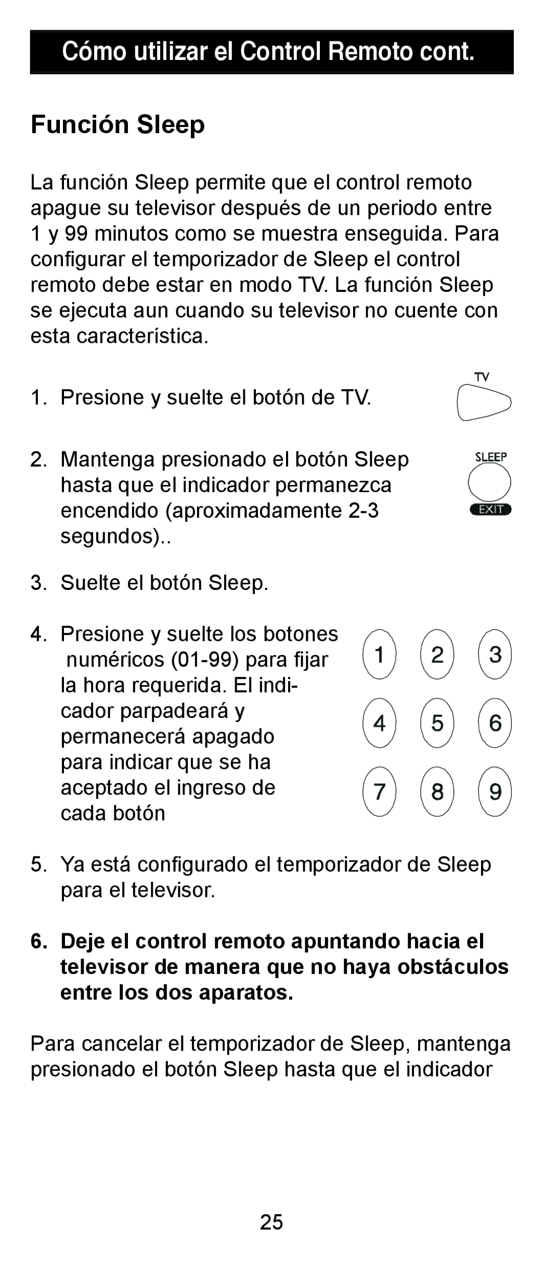 Jasco RM24911, RM84911 instruction manual Función Sleep 