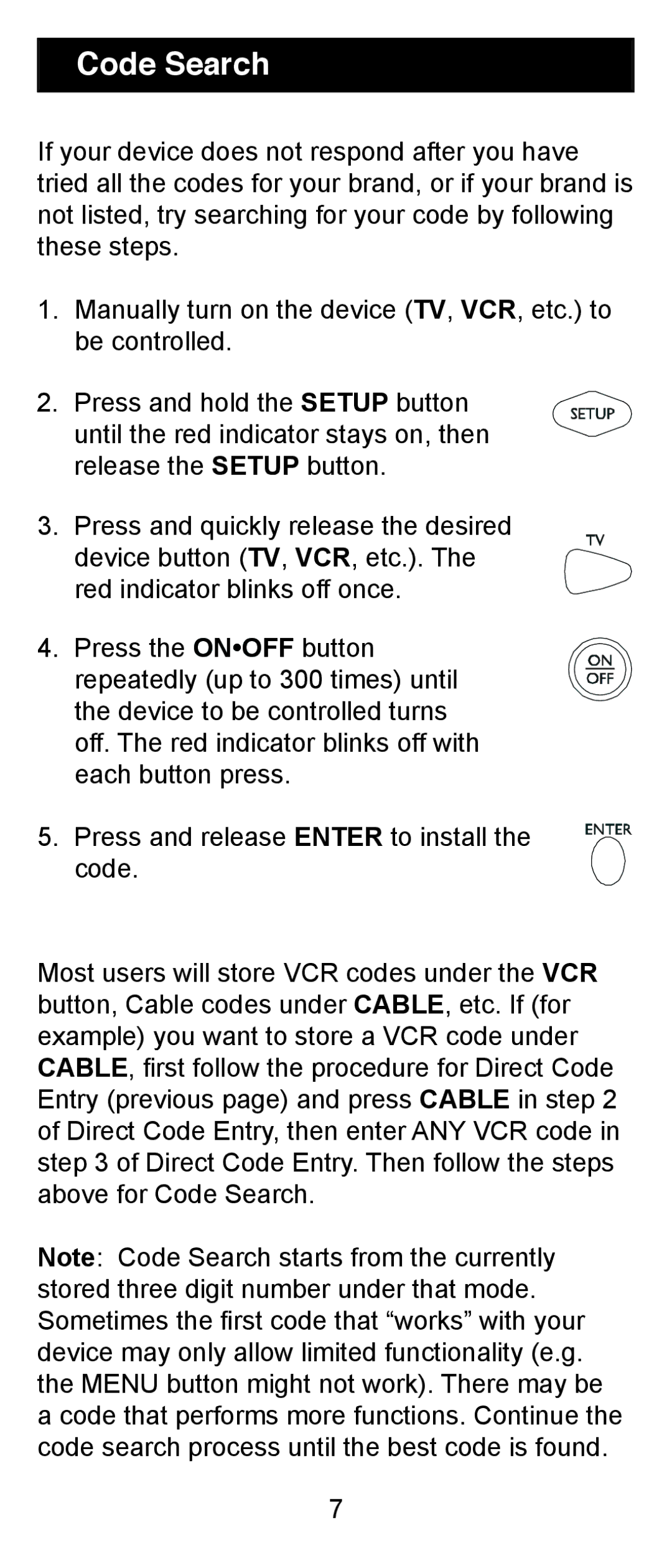 Jasco RM24911, RM84911 instruction manual Code Search 