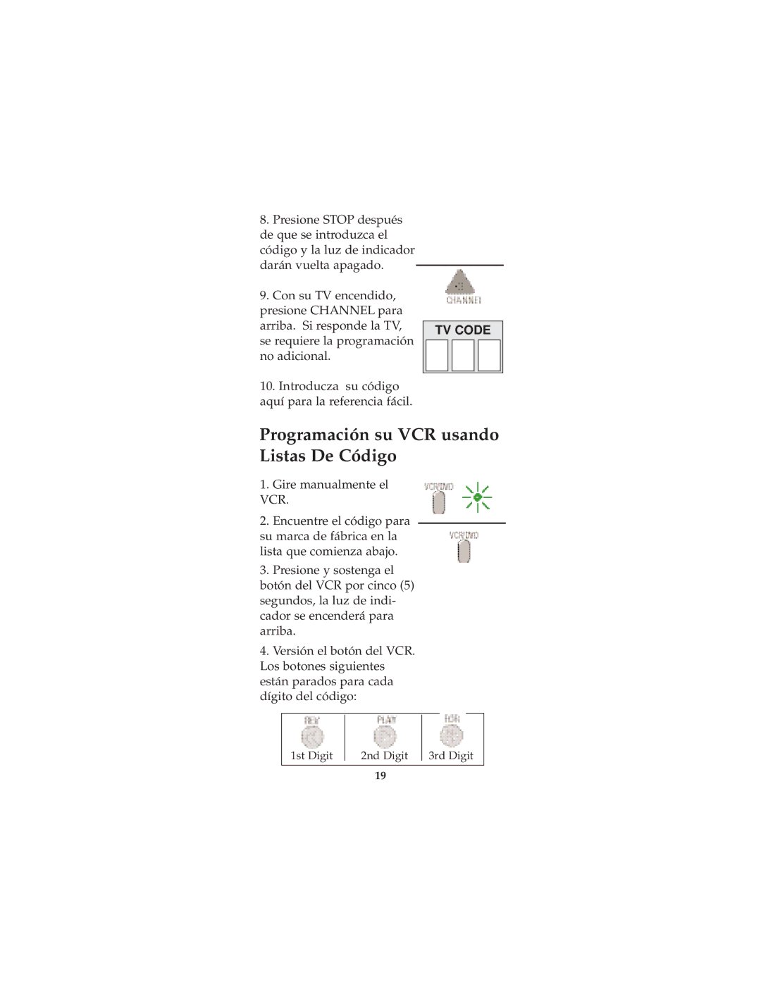 Jasco RM94903 instruction manual Programación su VCR usando Listas De Código 